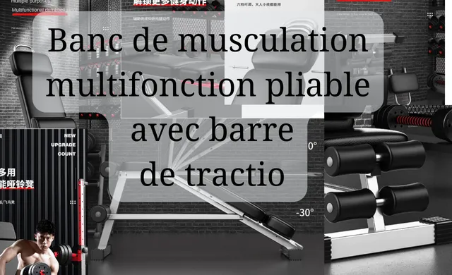 l'Image contient Banc de musculation multifonction avec haltères, barre de traction et support squat pour un entraînement complet à domicile.