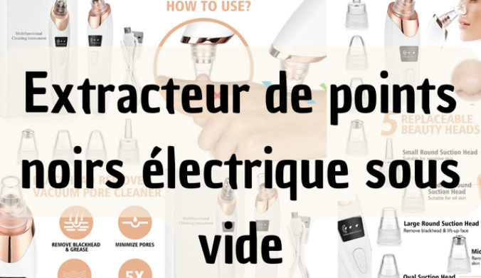 Ce collage d'images présente une variété de produits de beauté, notamment un extracteur de points noirs sous vide, des sérums pour le visage, des crèmes pour le cou et des masques pour les yeux. Les produits sont présentés dans des emballages colorés et attrayants, et les images sont accompagnées de textes descriptifs qui mettent en avant leurs avantages.