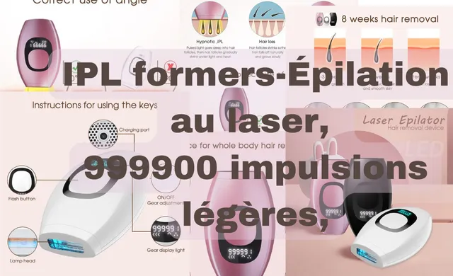 l'image contient un épilateur à lumière pulsée (IPL) de la marque OPPORE, vendu sur AliExpress. L'épilateur est présenté comme étant capable de "retirer les poils du corps entier 